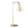 19" Contemporary Task Lamp Champagne Gold and White Metal