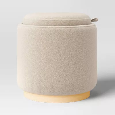 Round Upholstered Storage Ottoman