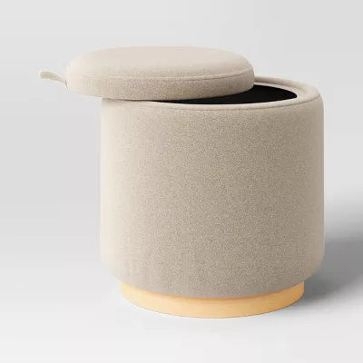 Round Upholstered Storage Ottoman