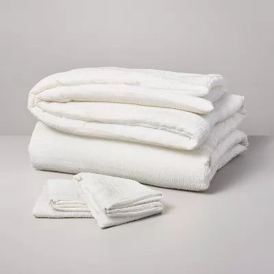 3pc Heather Stripe Comforter Bedding Set Twilight Taupe