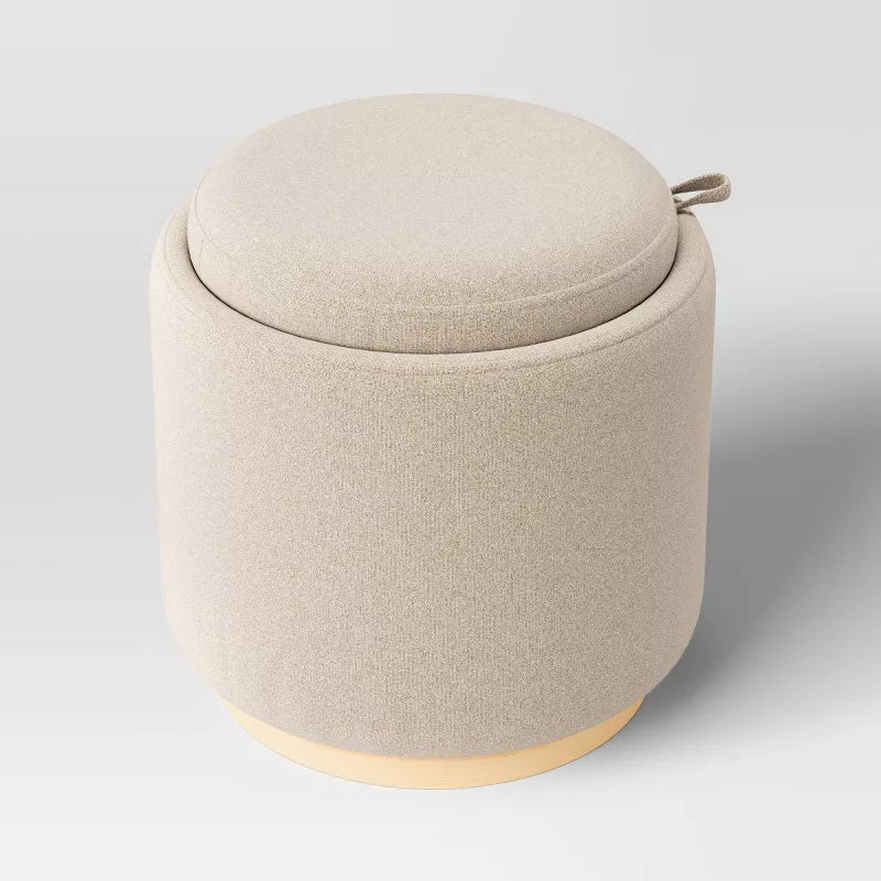 Round Upholstered Storage Ottoman