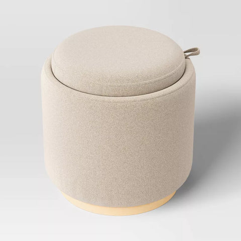 Round Upholstered Storage Ottoman