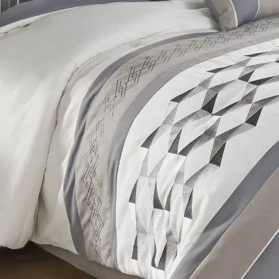 King 7pc Beren Comforter Set Blue/Beige