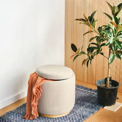 Round Upholstered Storage Ottoman