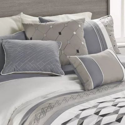 King 7pc Beren Comforter Set Blue/Beige